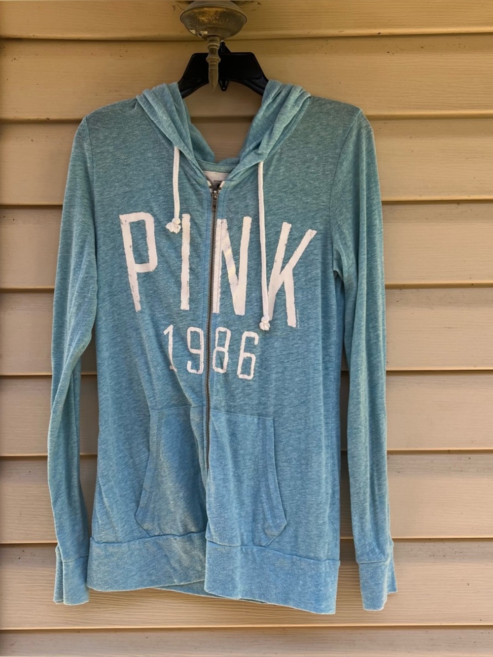 PINK Victoria's Secret Lightweight Zip-Up Hoodie - light blue